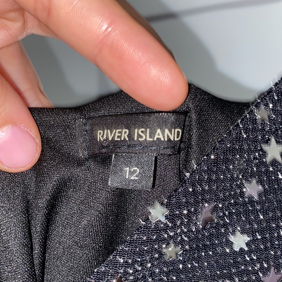 River island black midi dress with sliver stars - Picture 4 of 5